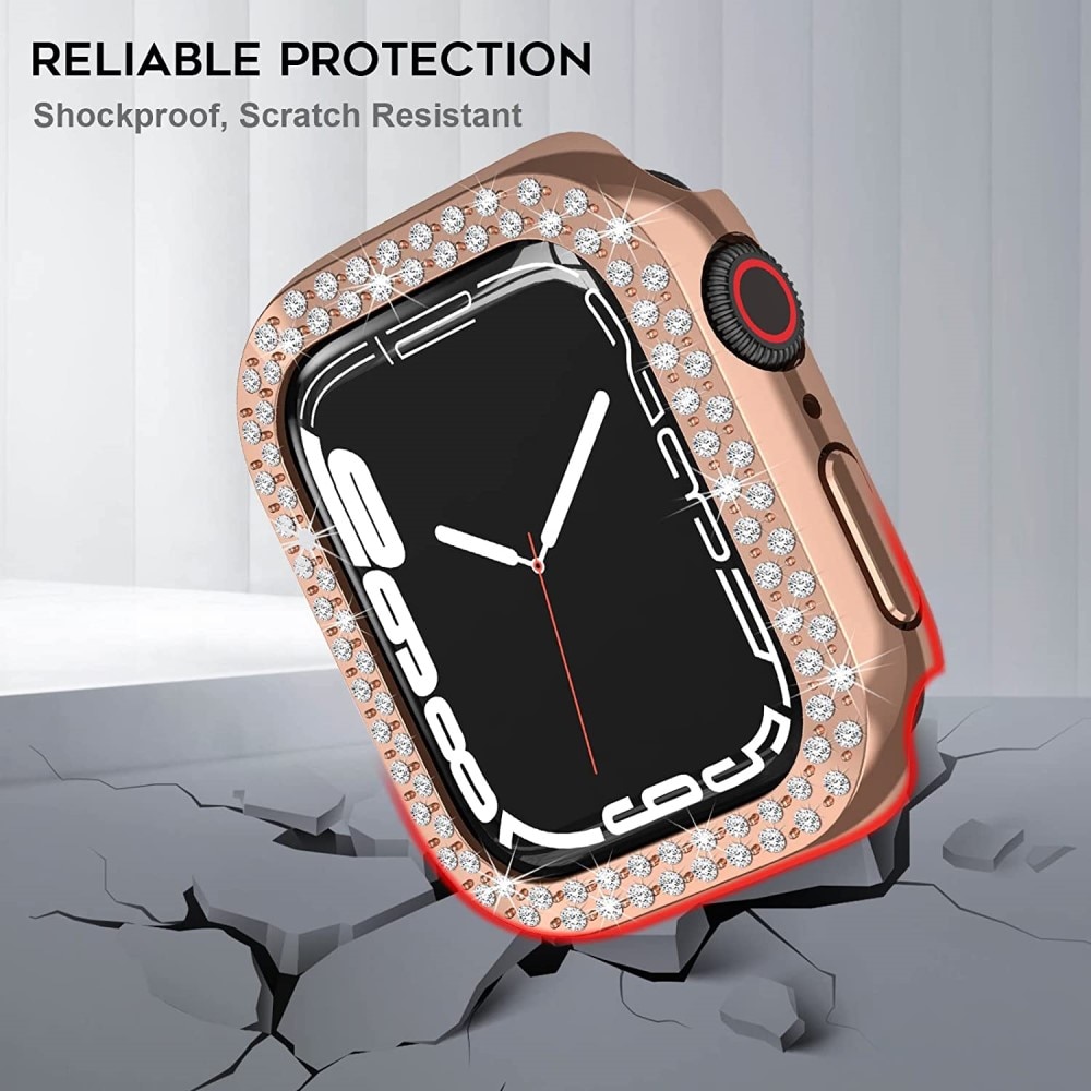 Apple Watch 45mm Series 8 Rhinestone cover rose guld