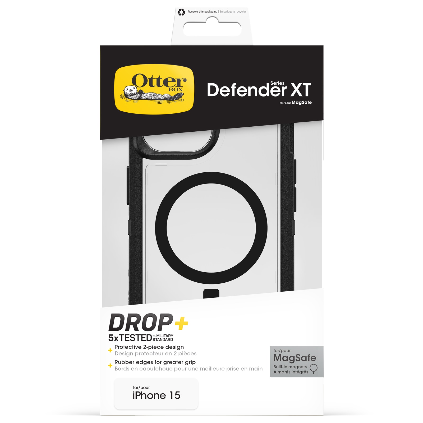 Defender XT Cover iPhone 15 sort/gennemsigtig