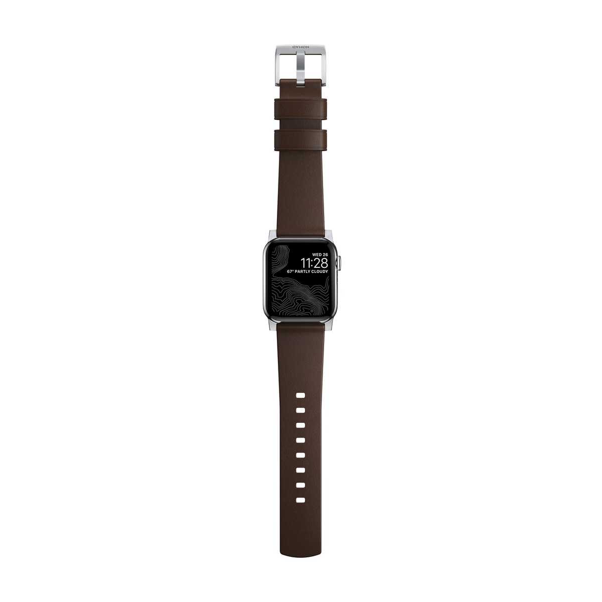 Apple Watch Series 10 42mm Modern Band Horween Leather Rustic Brown (Silver Hardware)