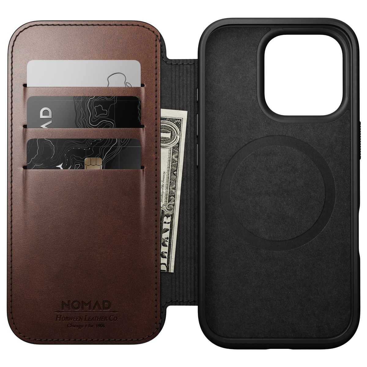 iPhone 16 Pro Modern Horween Leather Folio MagSafe Rustic Brown