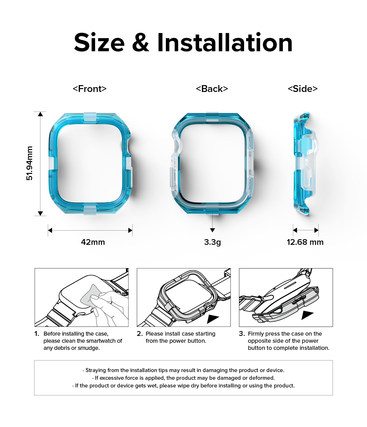 Fusion Bumper Apple Watch 45mm Series 9 Neon Blue