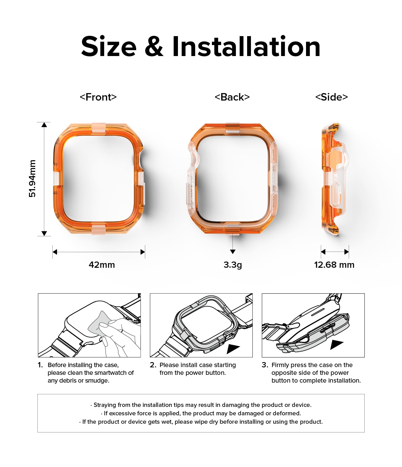 Fusion Bumper Apple Watch 45mm Series 7 Neon Orange