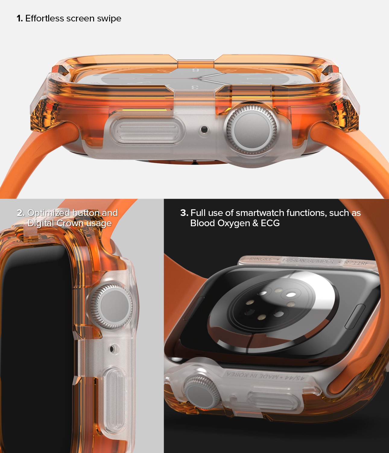 Fusion Bumper Apple Watch 45mm Series 7 Neon Orange