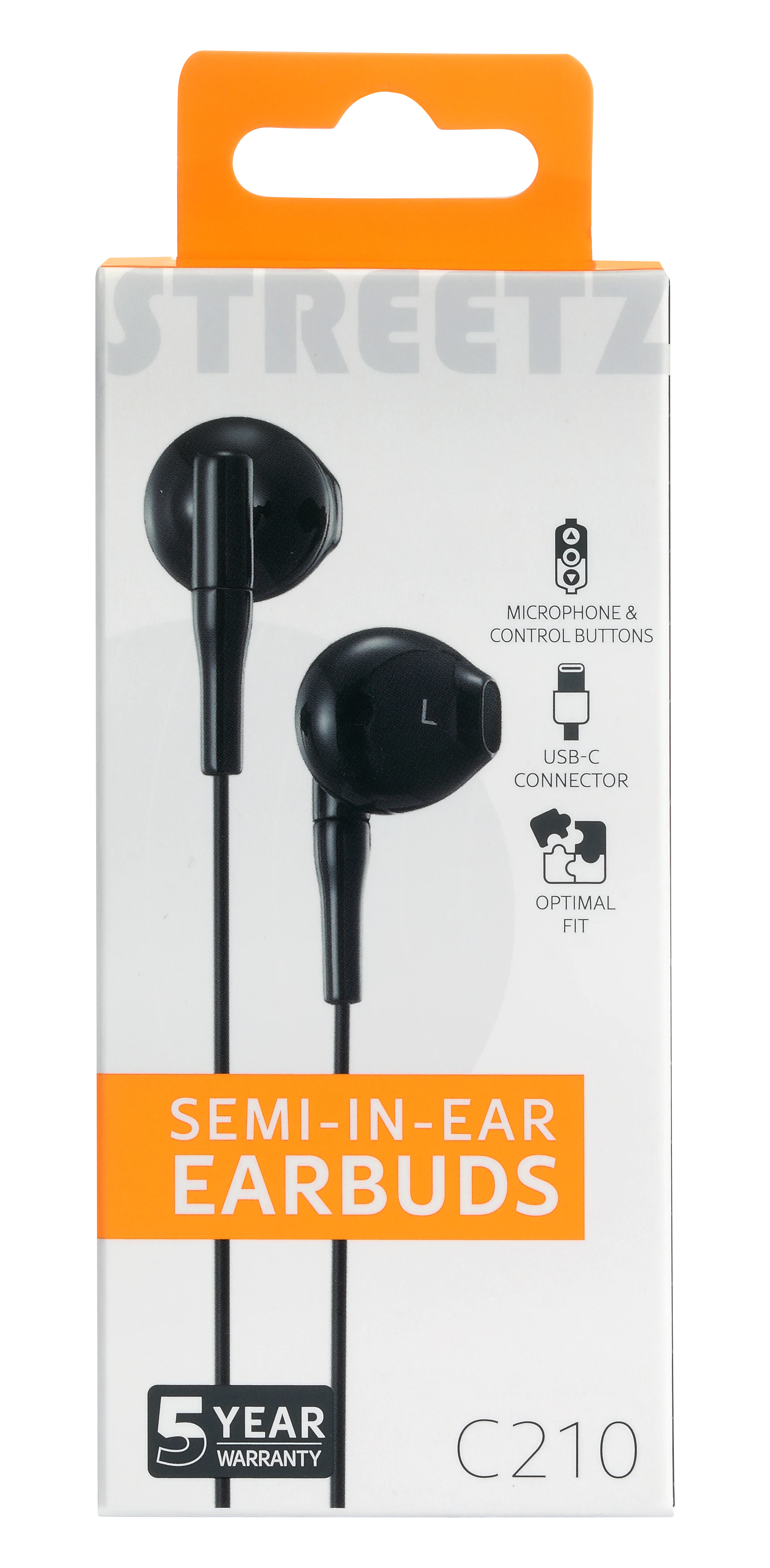 Semi-in-ear høretelefoner USB-C sort