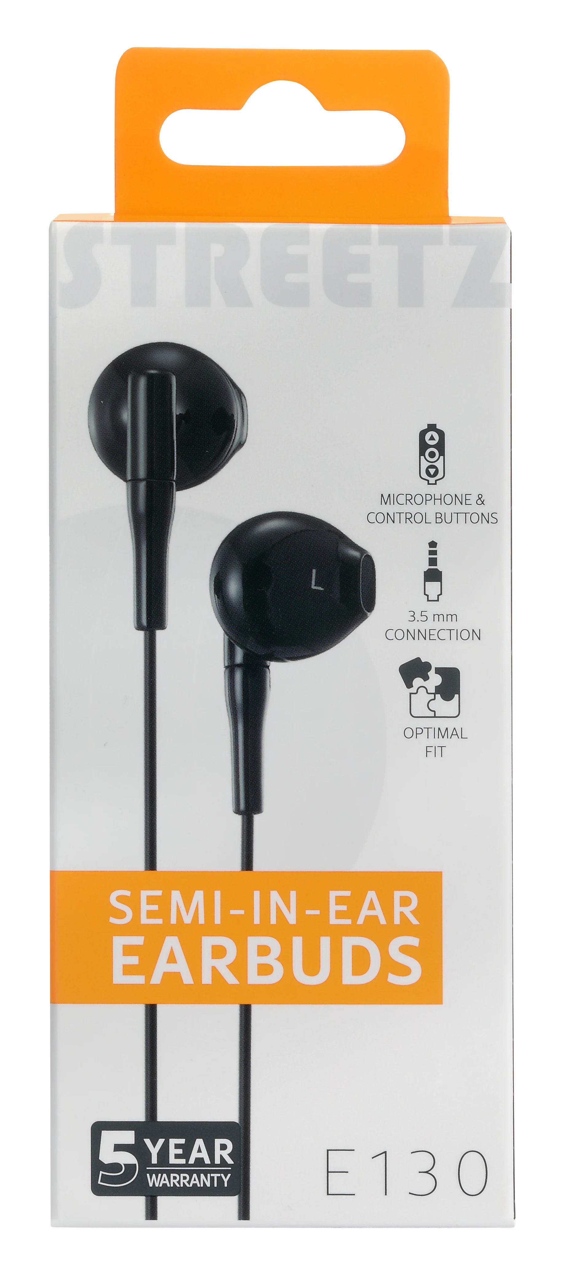 Semi-in-ear høretelefoner 3.5mm sort