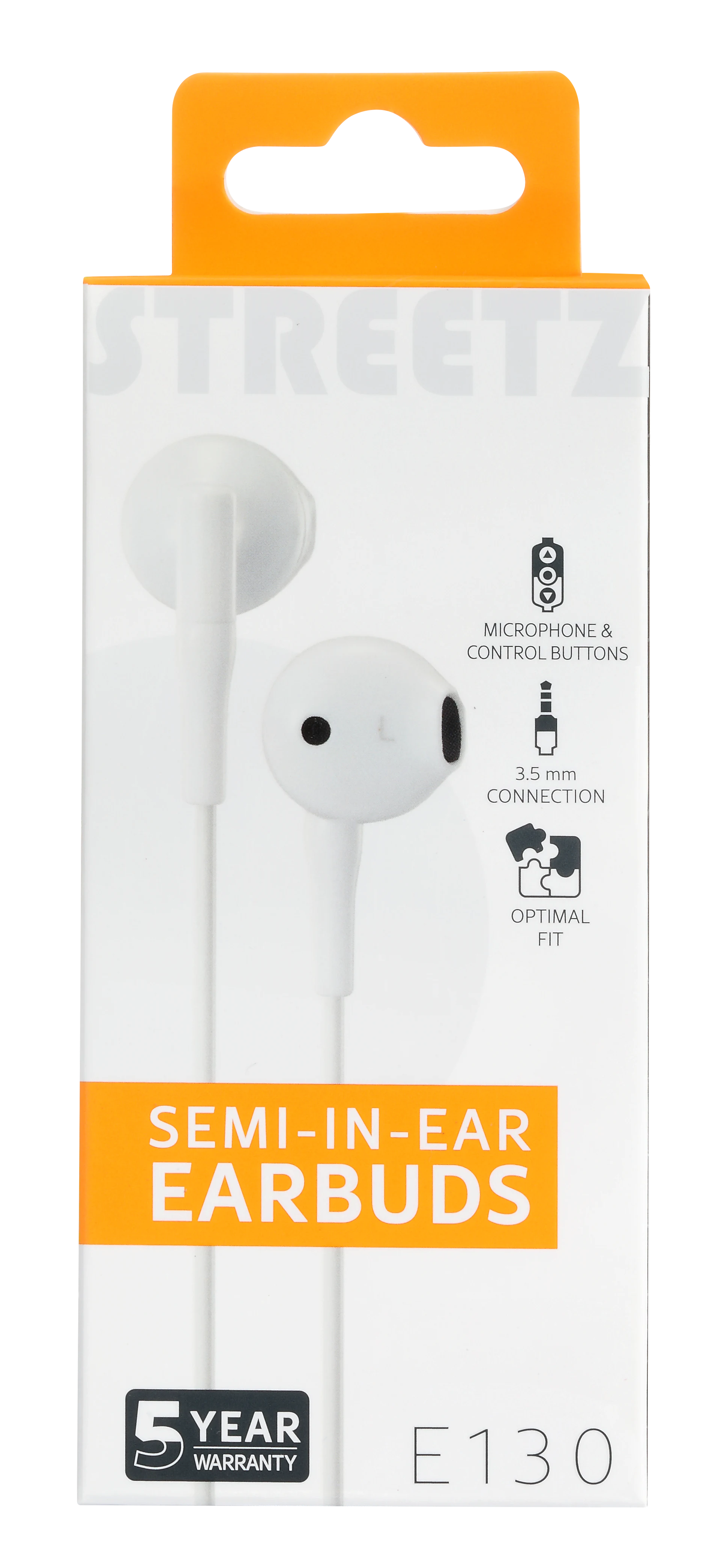 Semi-in-ear høretelefoner 3.5mm hvid