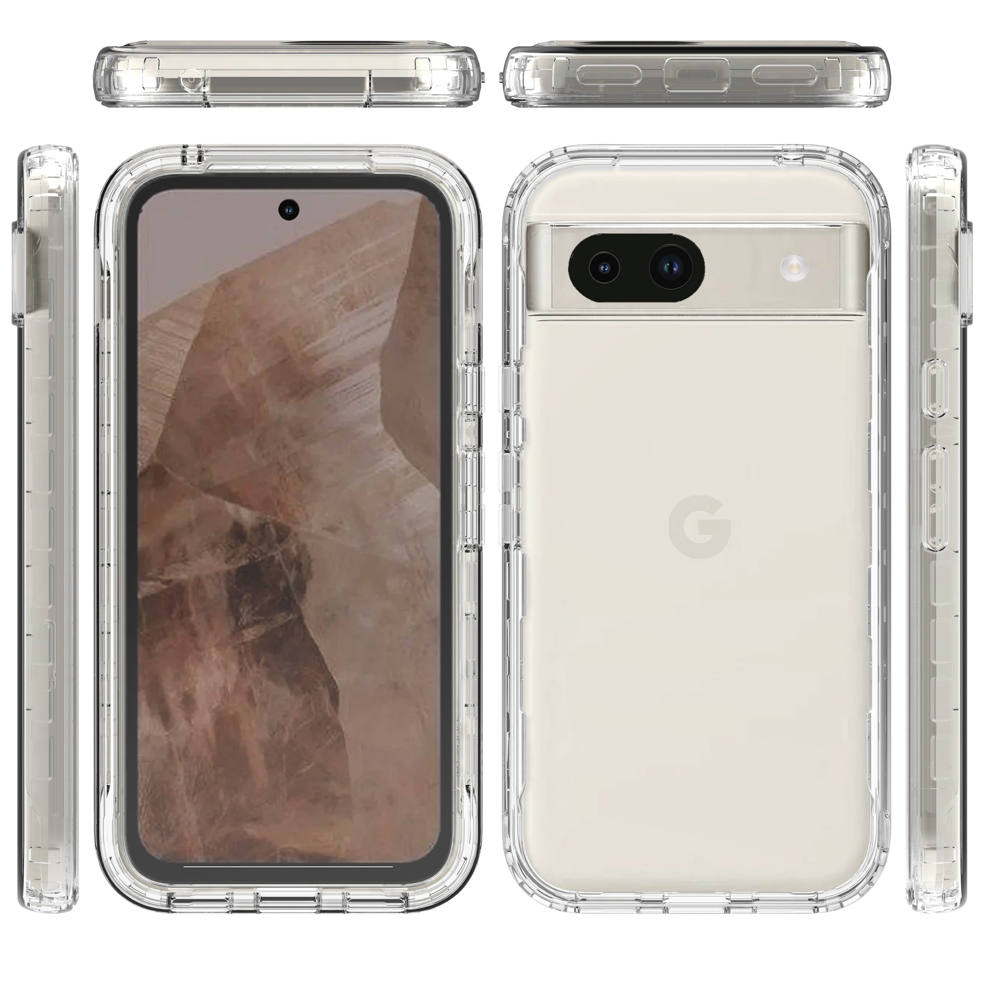 Full Protection Case Google Pixel 8a gennemsigtig