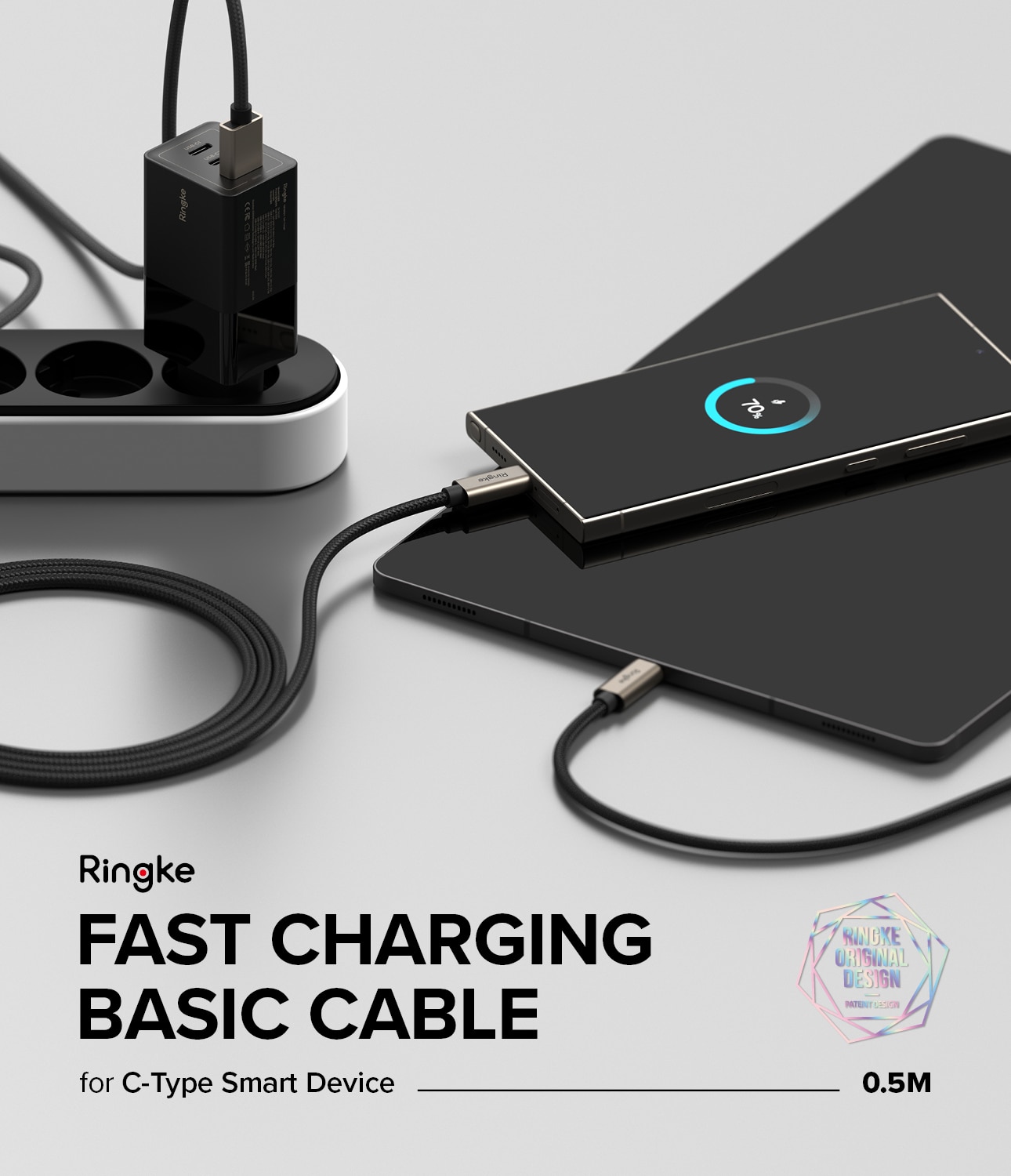 Fast Charging Basic Kabel USB-A -> USB-C 0,5m sort