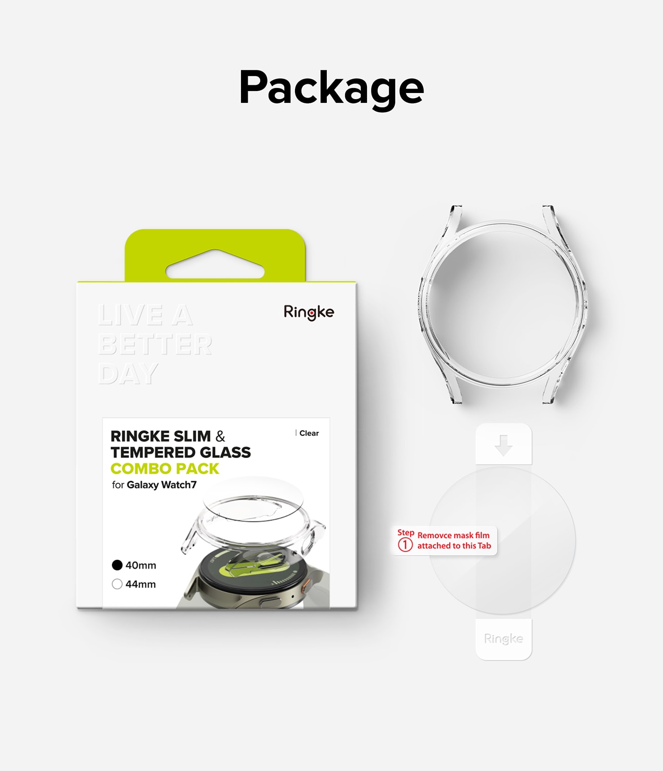 Slim Case+Glass Combo Samsung Galaxy Watch 7 40mm Clear