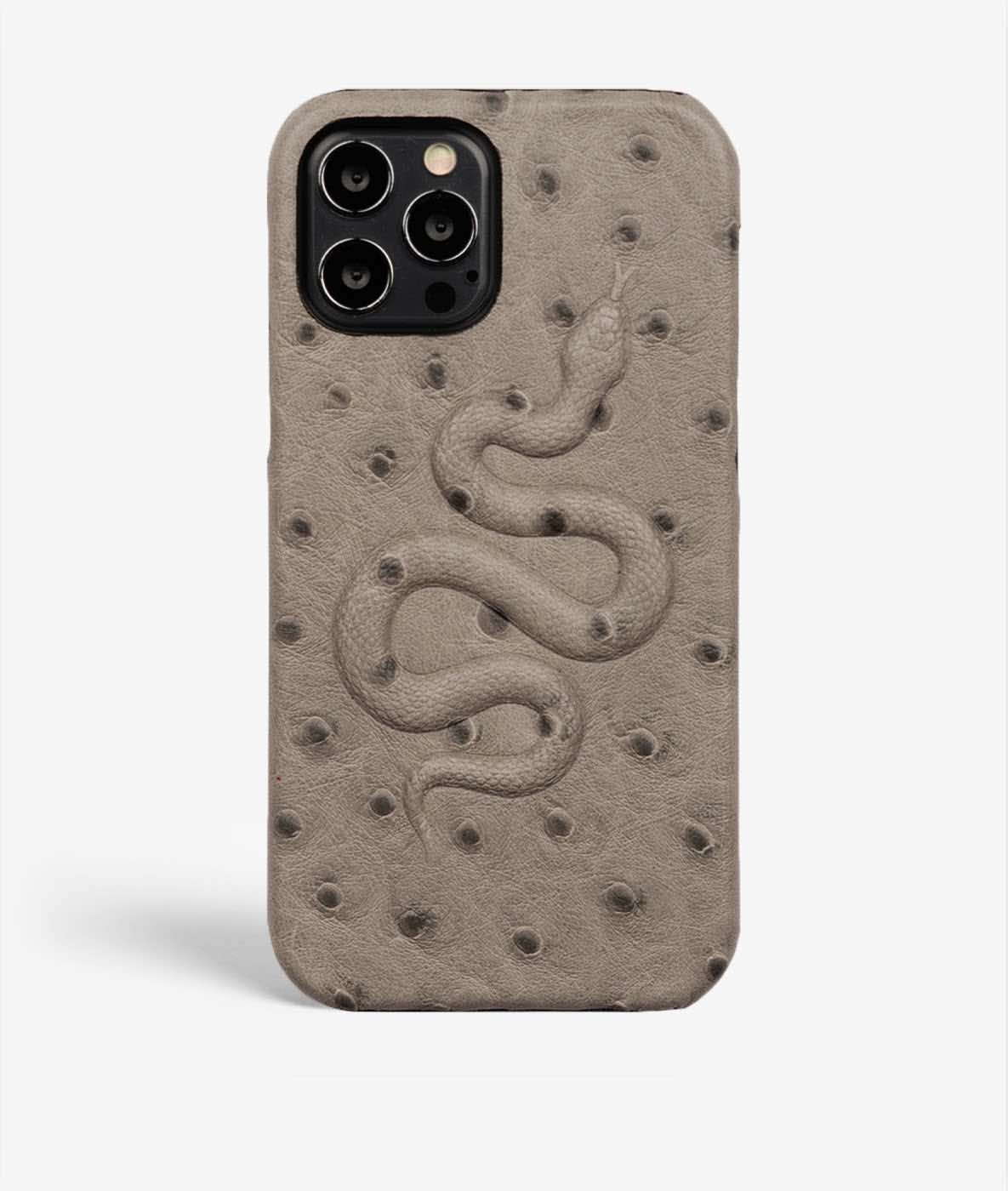 Cover iPhone 13 Pro Max Snake Ostrich Grey