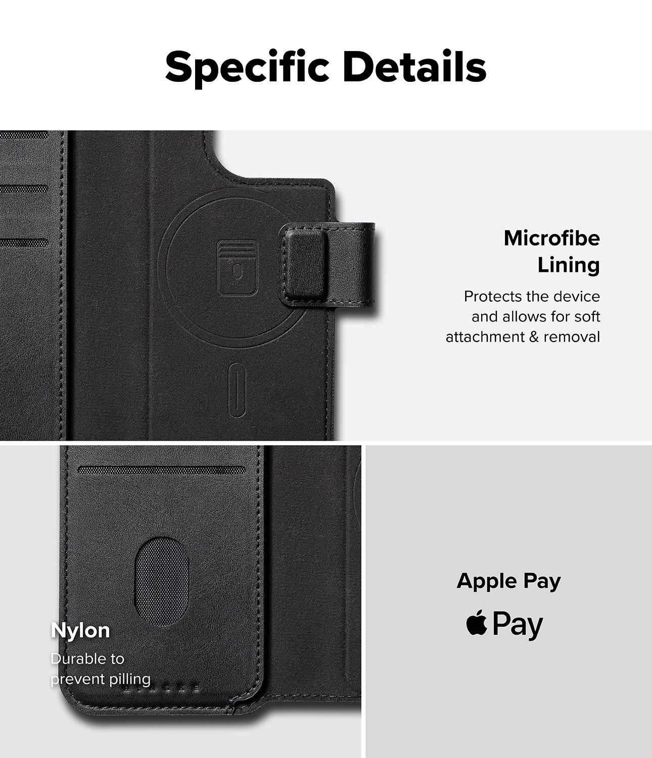 Folio Wallet Magnetic iPhone 15 Plus Black