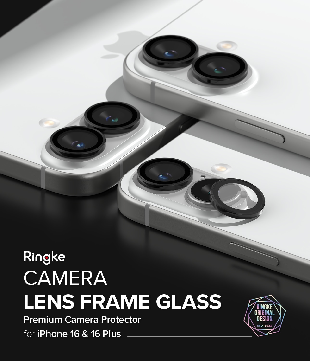 Camera Lens Frame Glass (2-pack) iPhone 16 Plus Black