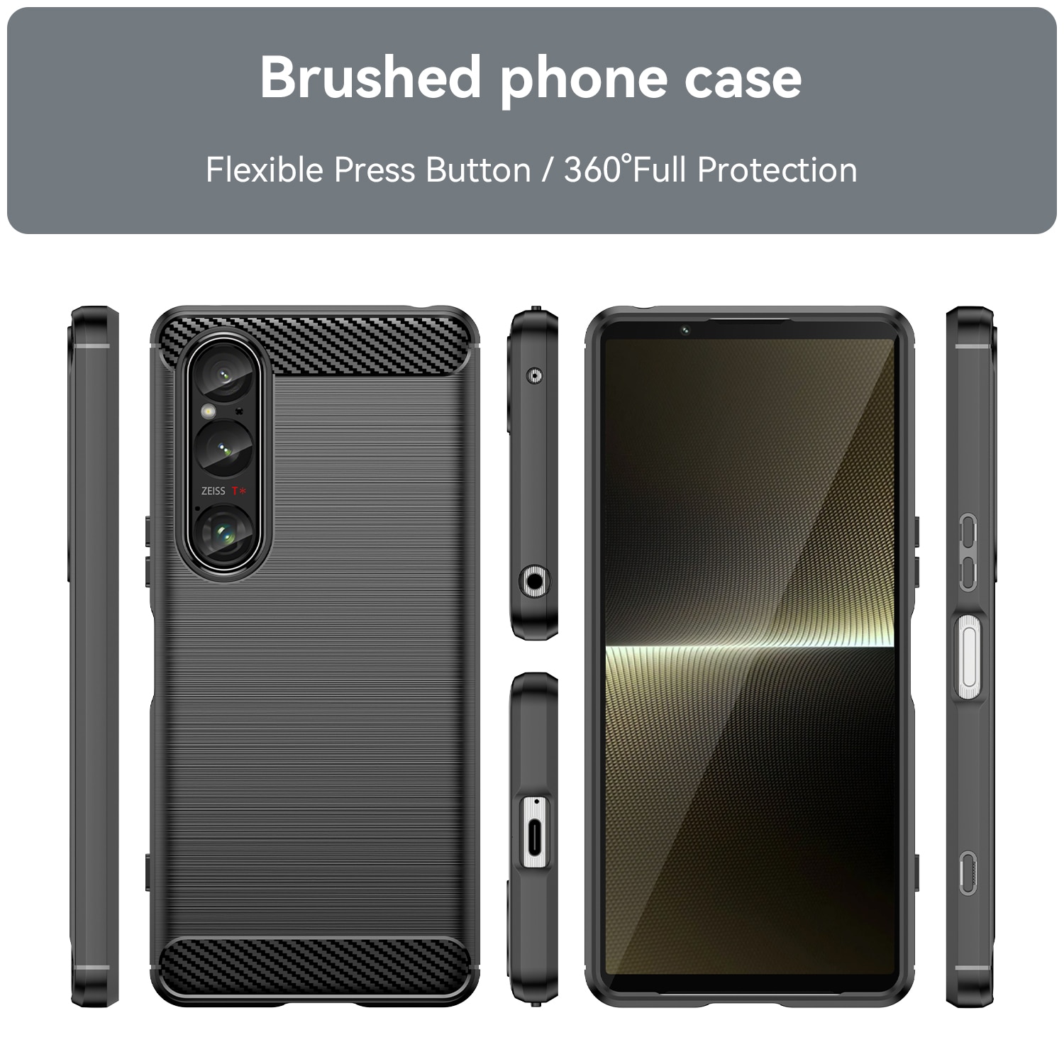 Sony Xperia 1 VI Cover TPU Brushed Sort