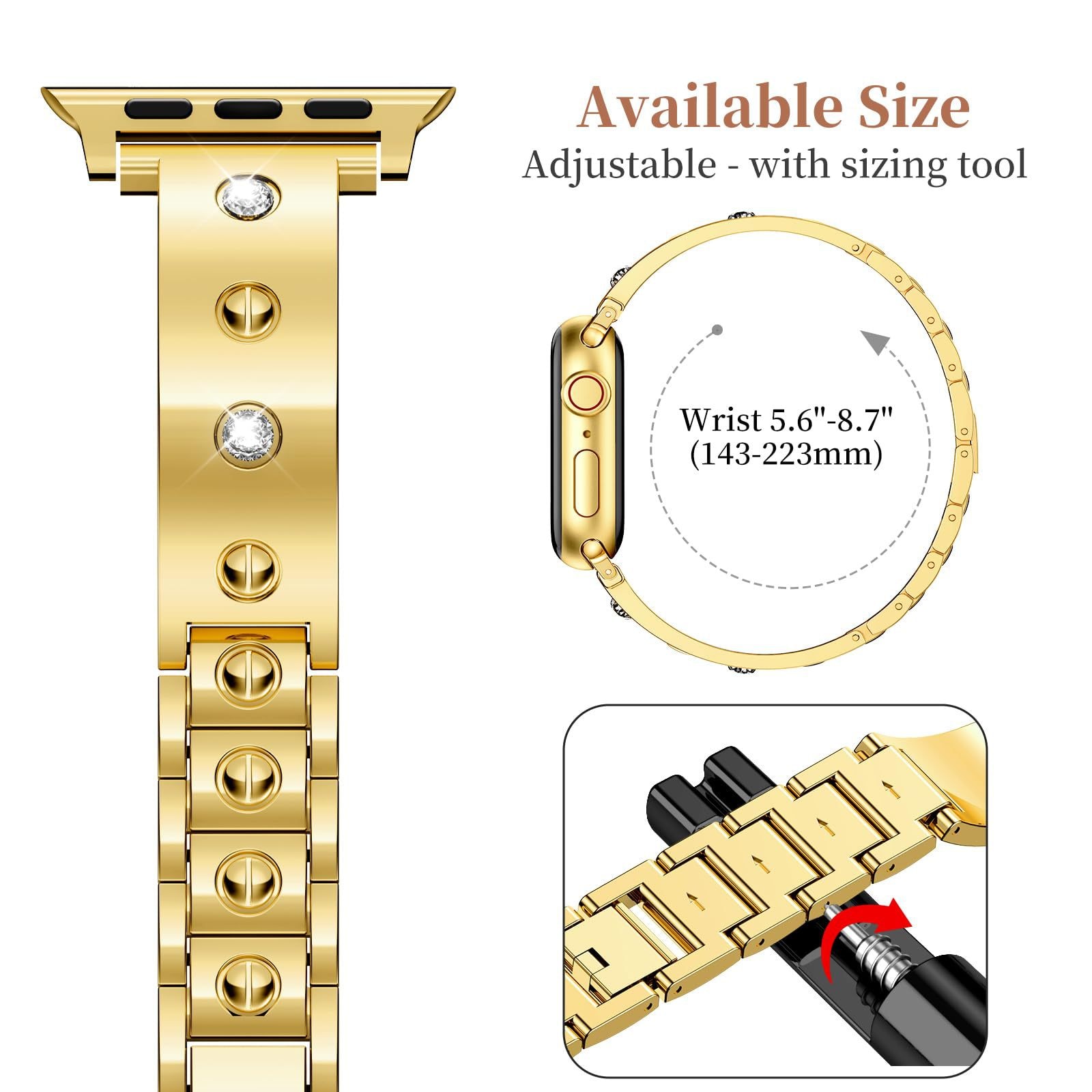 Bangle Diamond Bracelet Apple Watch Series 10 42mm guld