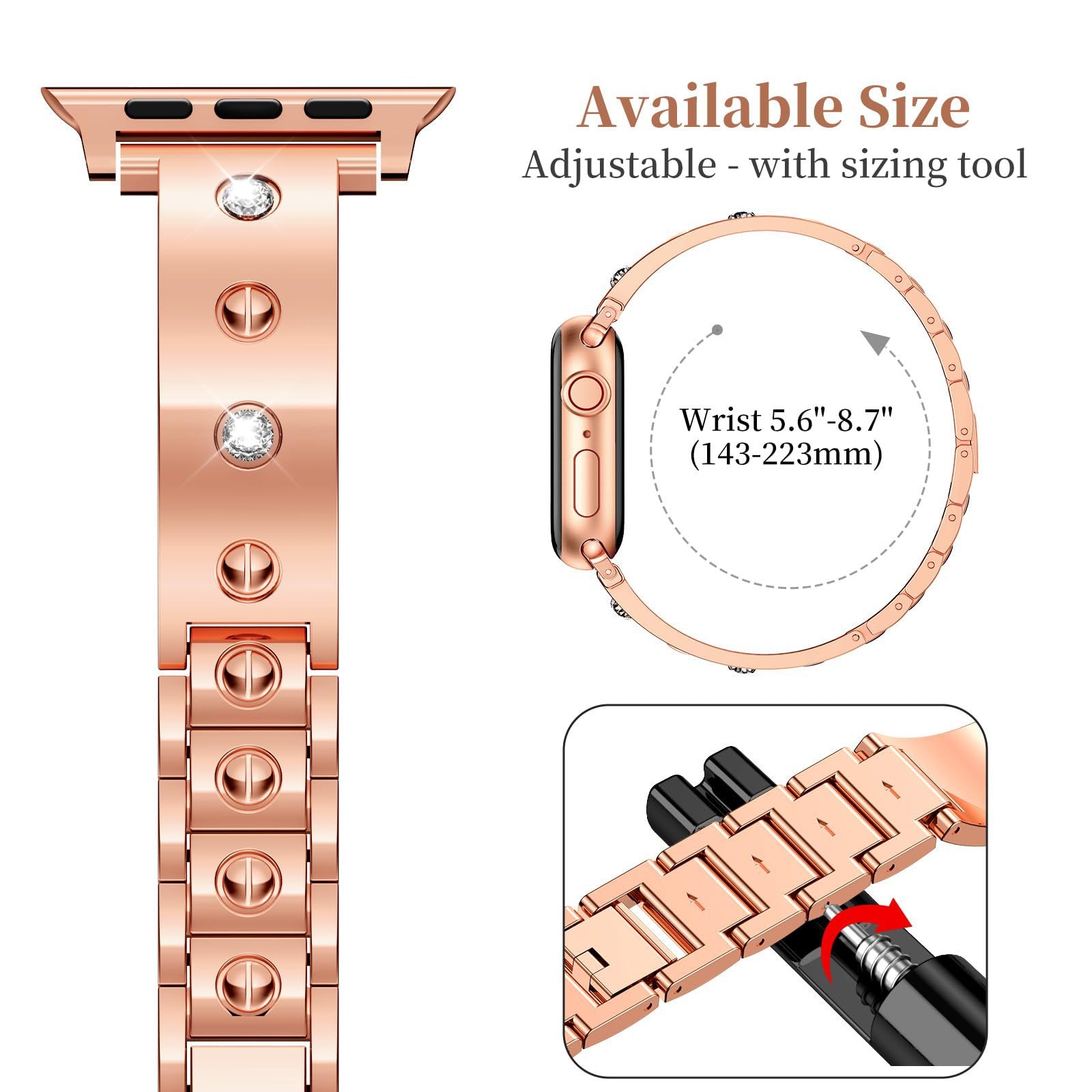 Bangle Diamond Bracelet Apple Watch 41mm Series 7 rose guld