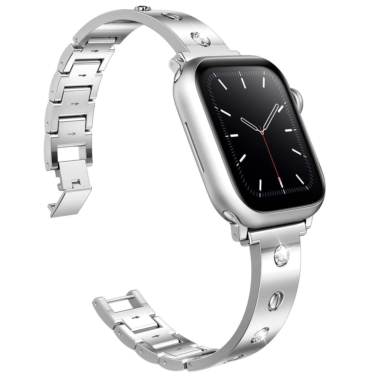 Bangle Diamond Bracelet Apple Watch 41mm Series 8 sølv