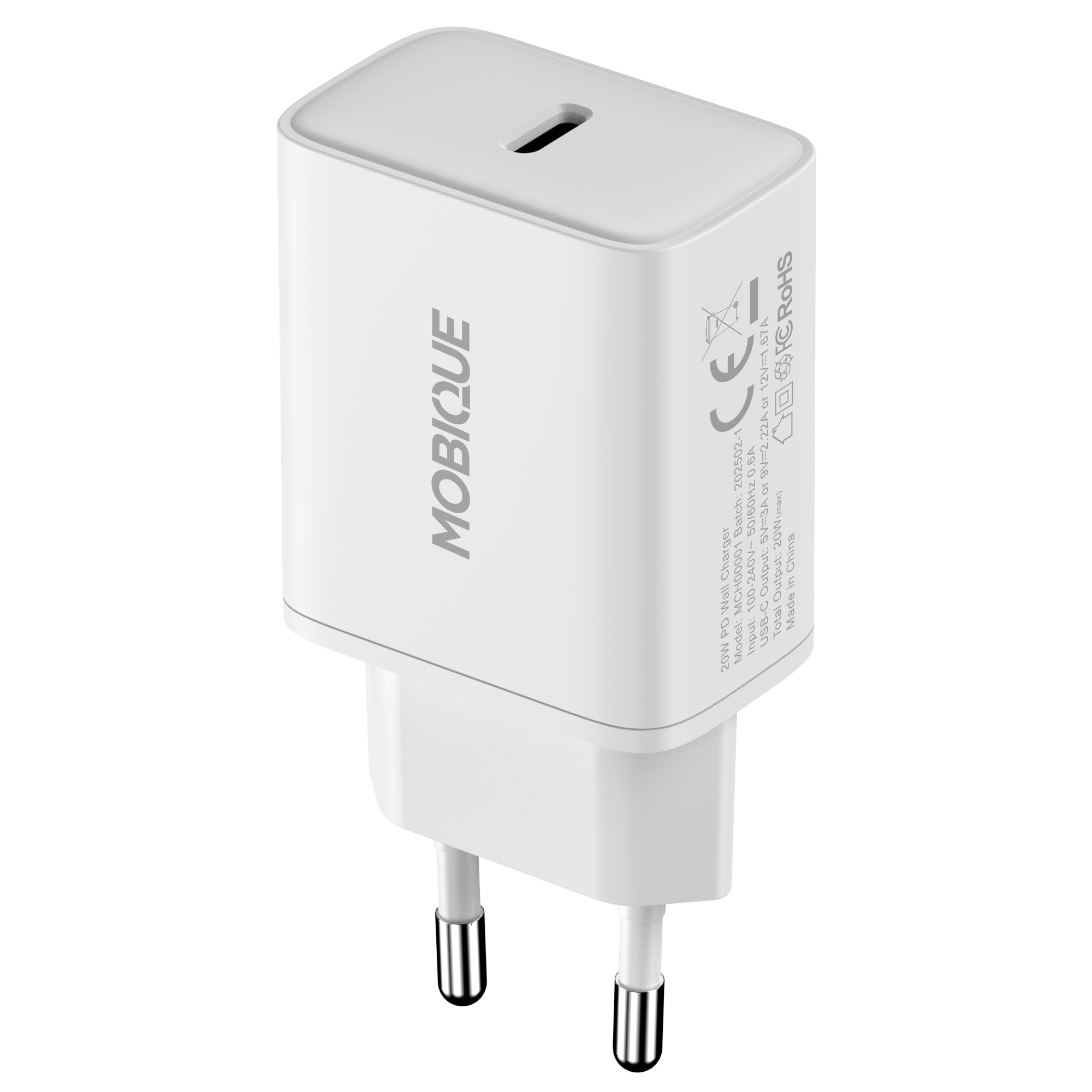 Vægoplader USB-C 20W PD hvid