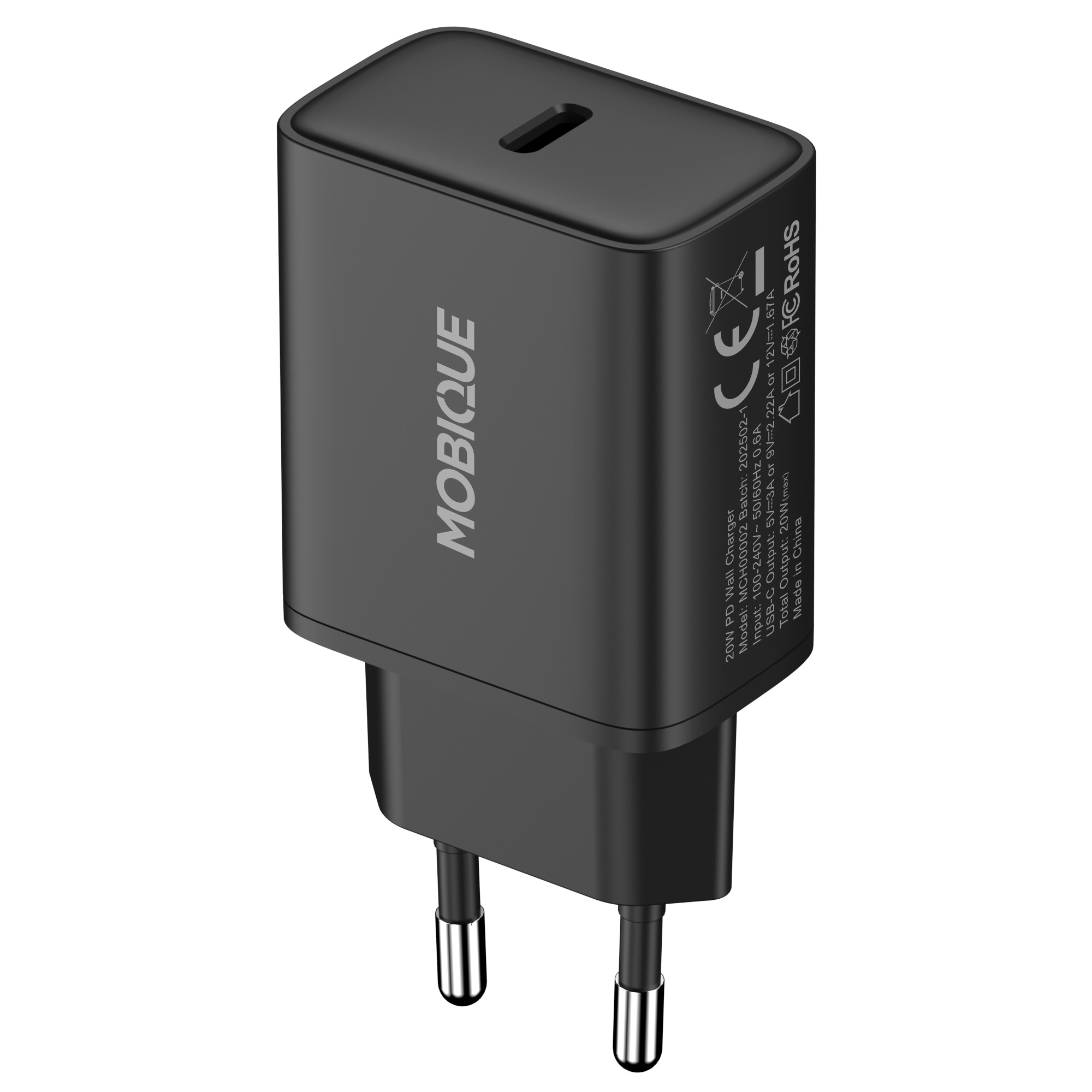 Vægoplader USB-C 20W PD sort