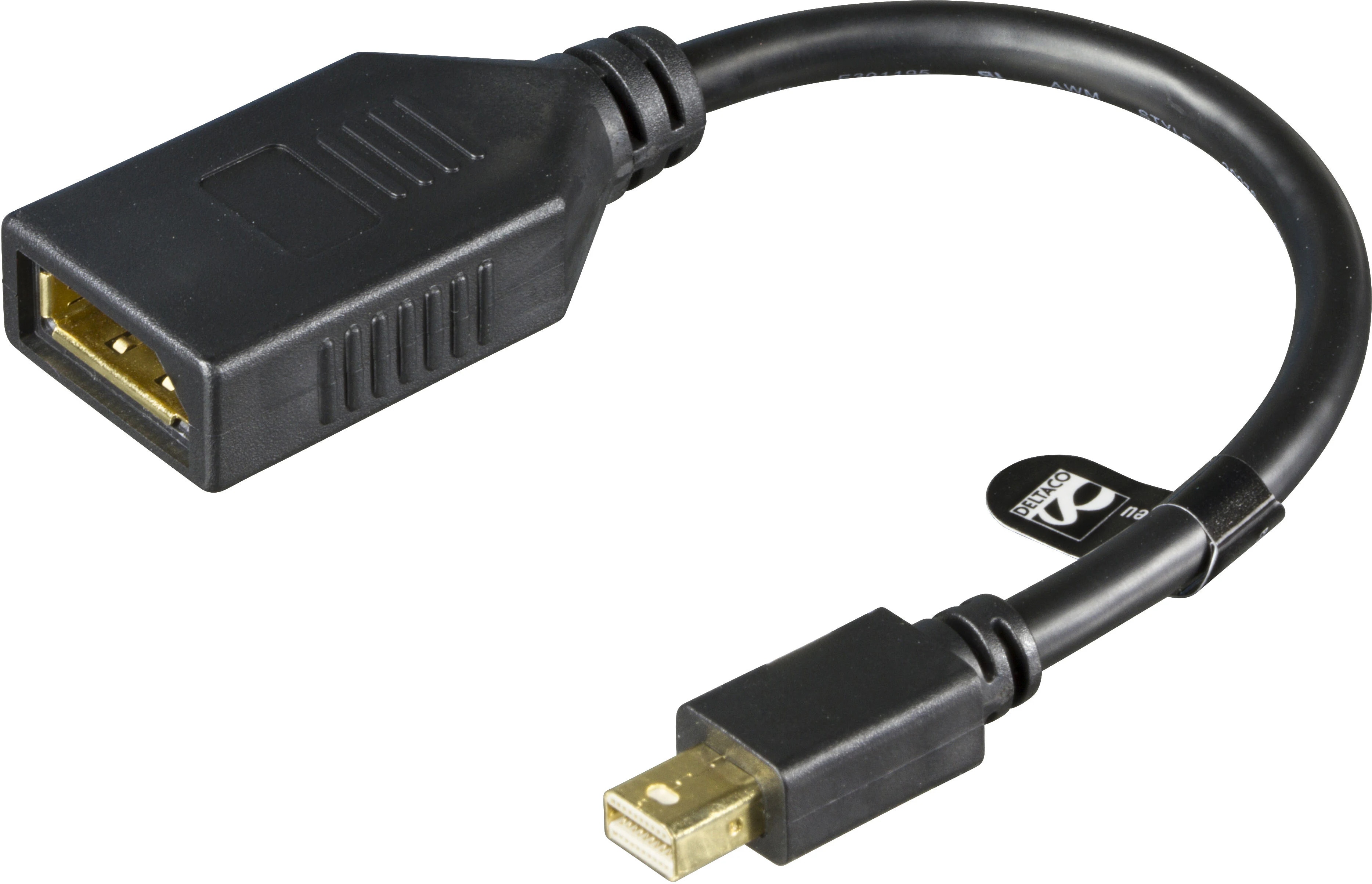 DisplayPort-Mini DisplayPort adapter 0,2 m sort