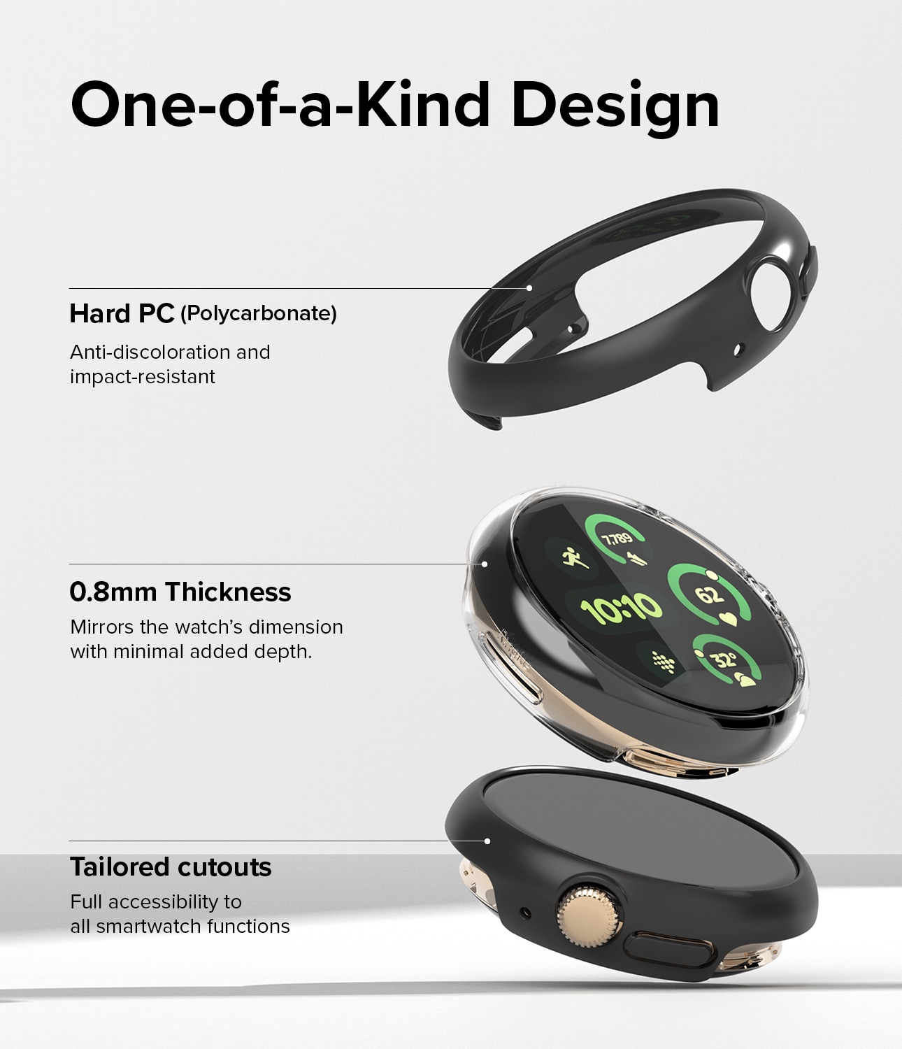 Slim Case (2-pack) Google Pixel Watch 3 41mm Matte Black & Clear