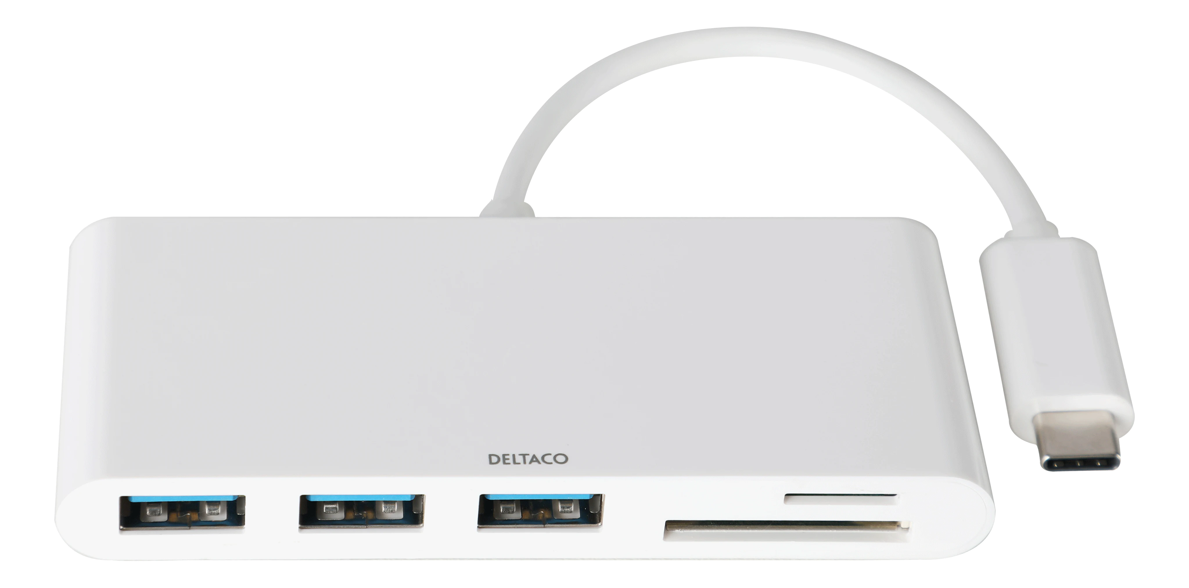 USB-C Hub 3x USB-A + SD/microSD hvid