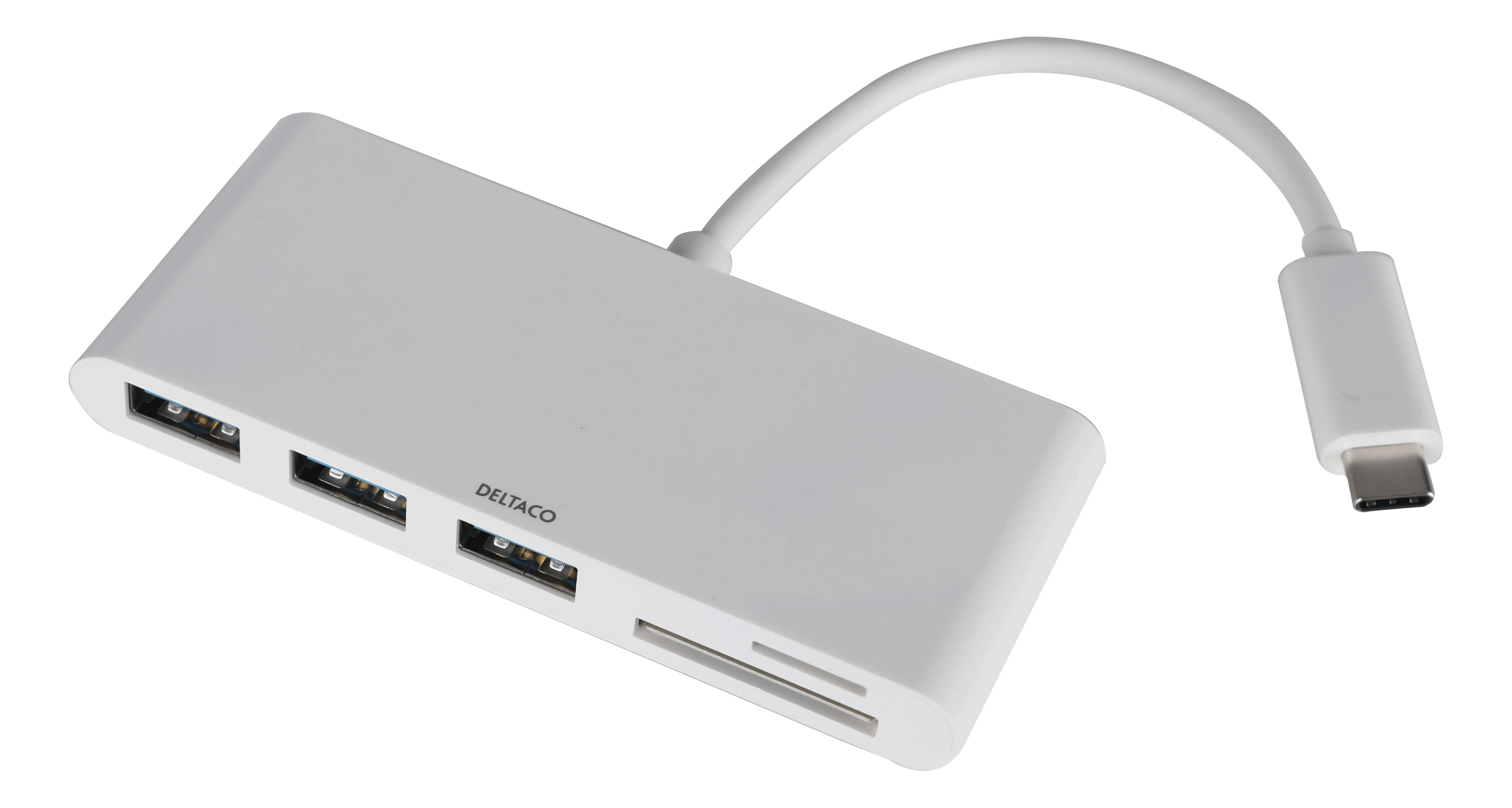 USB-C Hub 3x USB-A + SD/microSD hvid