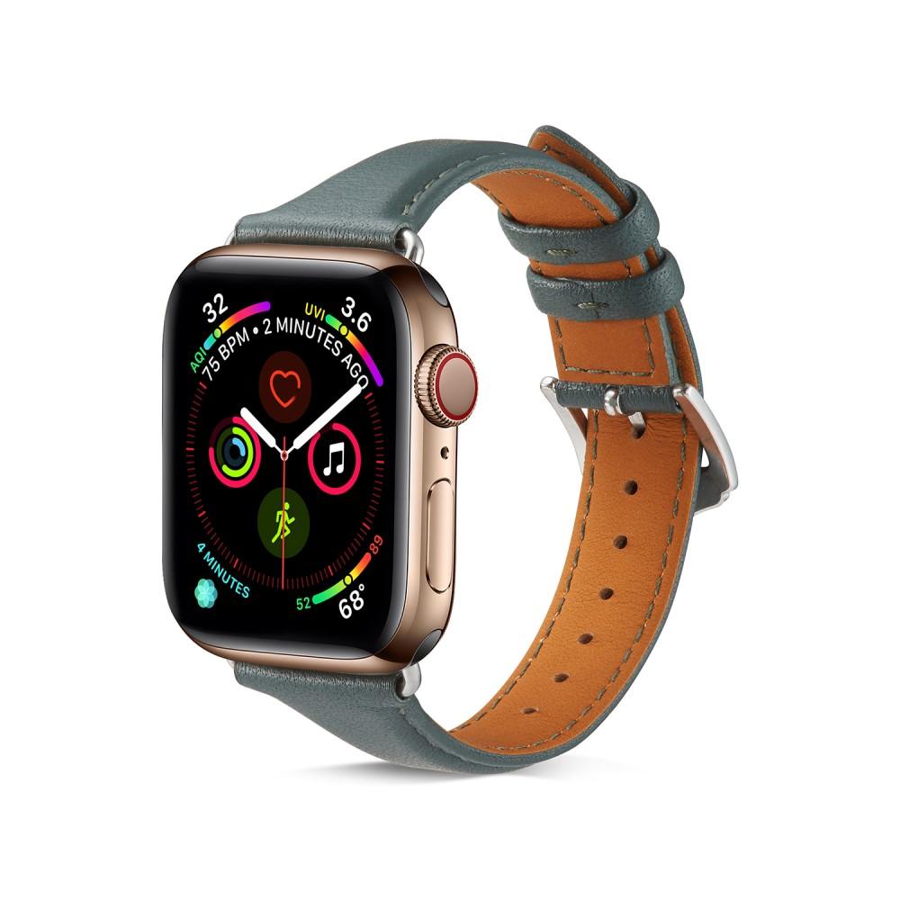 Slim Læderrem Apple Watch 45mm Series 8 grøn