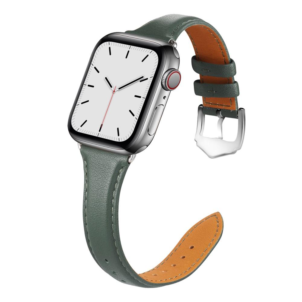 Slim Læderrem Apple Watch 45mm Series 8 grøn