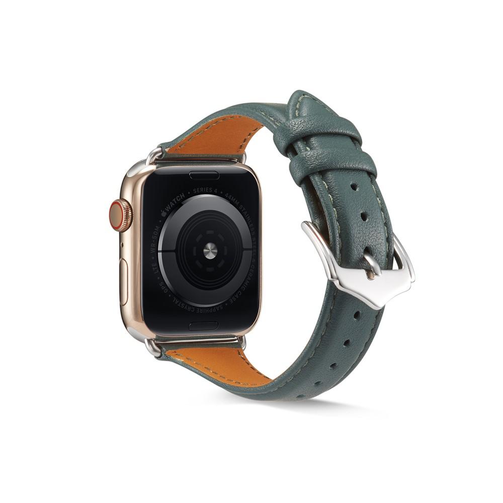 Slim Læderrem Apple Watch 45mm Series 8 grøn