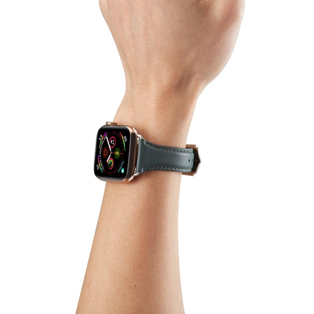 Slim Læderrem Apple Watch 45mm Series 8 grøn