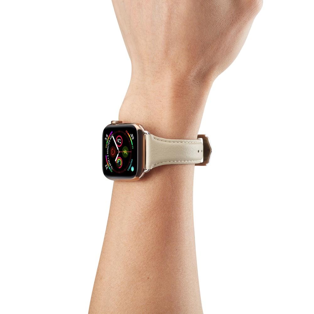 Slim Læderrem Apple Watch 44mm beige